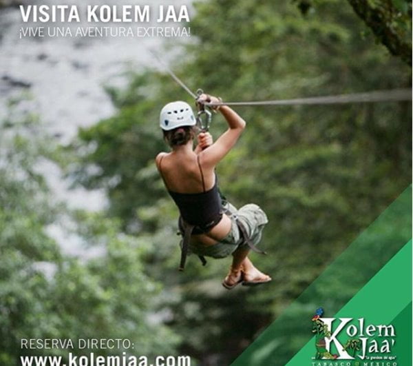 En Tabasco se encuentra el desarrollo ecoturistico Kolem Jaa que, además de tirolesa, ofrece rappel y canopy. Foto Instagram @kolem_jaa